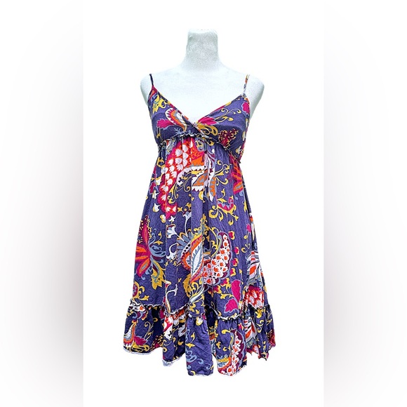 MODA international colorful short Strap Floral Dress Size M - Picture 2 of 5